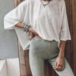 The White Loose Linen T-Shirt -Mikuta Store IMG 6053 scaled