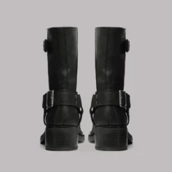 The Black Buckle Boots -Mikuta Store mikuta black buckle boots 2476