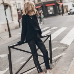 The Leather Pants -Mikuta Store mikuta black destroyed knitted sweater 4325 scaled