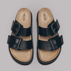 The Black Leather Buckle Sandals -Mikuta Store mikuta black leather buckle sandals 3464 2 scaled