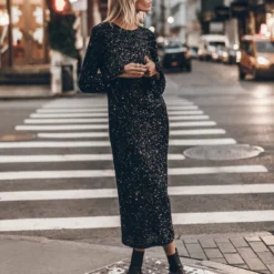 The Black Long Sequin Dress 16 The Black Long Sequin Dress -Mikuta Store mikuta black long sequin dress black biker boots model marie 3600 scaled