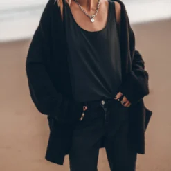 The Black Oversized Knitted Cardigan -Mikuta Store mikuta black oversized knitted cardigan dark base tank top black cropped straight jeans 4399 01e82ad6 e11f 43f9 8f50 4ccbca68adf9 scaled