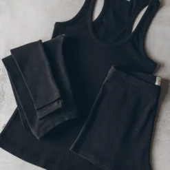 The Black Ribbed Leggings -Mikuta Store mikuta black ribbed tank top black ribbed shorts black ribbed leggings 5730 3 scaled