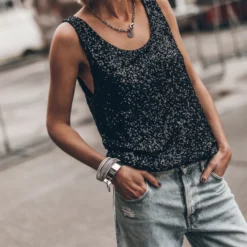 The Black Sequin Base Tank Top 7 The Black Sequin Base Tank Top -Mikuta Store mikuta black sequin base tank top blue ripped relaxed jeans 3849 scaled