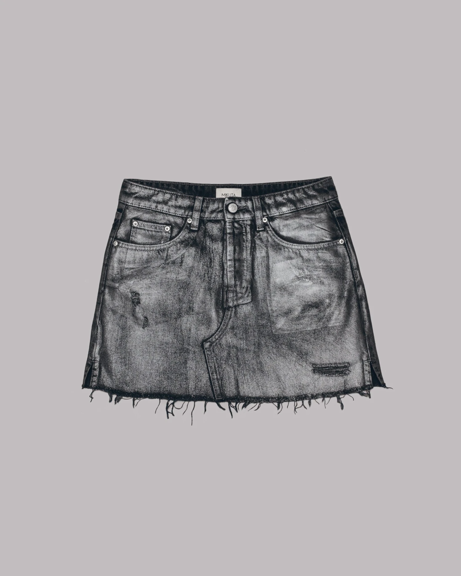 The Black Shimmer Slit Denim Skirt 4 The Black Shimmer Slit Denim Skirt - Image 2