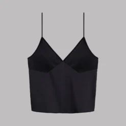 The Black Silk Slip Top