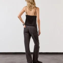 The Black Silk Slip Top 13 The Black Silk Slip Top -Mikuta Store mikuta black silk slip top black ripped relaxed jeans black platform sneakers model lara 2 scaled