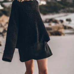 The Black Soft Knitted Sweater 11 The Black Soft Knitted Sweater -Mikuta Store mikuta black soft knitted sweater black short lyocell slip dress black buckle boots 4864 scaled