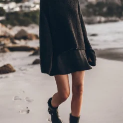 The Black Soft Knitted Sweater 13 The Black Soft Knitted Sweater -Mikuta Store mikuta black soft knitted sweater black short lyocell slip dress black buckle boots 4973 scaled