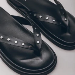 The Black Studded Leather Sandals -Mikuta Store mikuta black studded leather sandals 1551 scaled