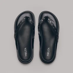 The Black Studded Leather Sandals -Mikuta Store mikuta black studded leather sandals 1594 scaled