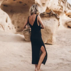 The Black Thin Long Knit Dress