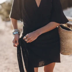 The Black Wrap Dress -Mikuta Store mikuta black wrap dress 2432 scaled
