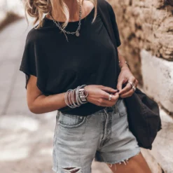 The Dark Thin Batwing T-Shirt -Mikuta Store mikuta blue denim shorts 2125 scaled