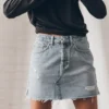 The Blue Slit Denim Skirt