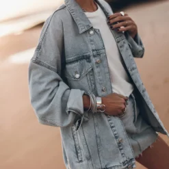 The Blue Oversized Denim Jacket 15 The Blue Oversized Denim Jacket -Mikuta Store mikuta blue oversized denim jacket blue denim skirt off white dry cotton vintage t shirt 4043 scaled