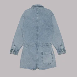 The Blue Short Denim Jumpsuit -Mikuta Store mikuta blue short denim jumpsuit 1132 scaled