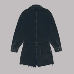 The Black Short Denim Jumpsuit -Mikuta Store mikuta charcoal short denim jumpsuit 1110 scaled