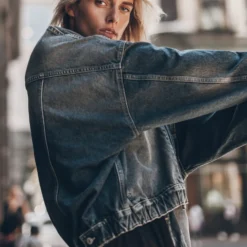 The Dark Blue Denim Jacket 15 The Dark Blue Denim Jacket -Mikuta Store mikuta dark blue denim jacket black long slip dress model marie 0533 scaled