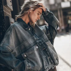 The Dark Blue Denim Jacket 13 The Dark Blue Denim Jacket -Mikuta Store mikuta dark blue denim jacket black long slip dress model marie 0652 scaled