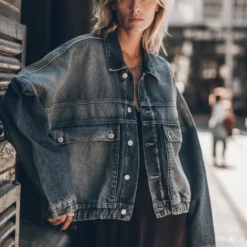 The Dark Blue Denim Jacket 12 The Dark Blue Denim Jacket -Mikuta Store mikuta dark blue denim jacket black long slip dress model marie 0659 scaled