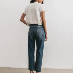 The Dark Blue Regular Jeans -Mikuta Store mikuta dark blue regular jeans white regular cotton t shirt aya f SS25 4011 scaled