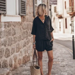 The Dark Co-Ord Shirt -Mikuta Store mikuta dark co ord shirt dark co ord shorts black studded leather sandals 7452 scaled