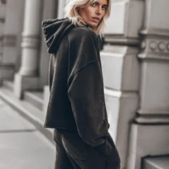 The Dark Cropped Base Hoodie -Mikuta Store mikuta dark cropped base hoodie dark base pants black platform sneakers model marie 1994 scaled