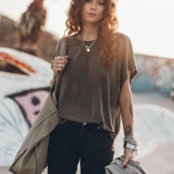 The Dark Faded Batwing T-Shirt -Mikuta Store mikuta dark faded batwing t shirt black cropped straight jeans khaki denim jacket large canvas bag sneakers model aina 1103 3e261f8f 9b97 4783 922a 5e4014f3b937 scaled