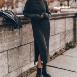 The Dark Faded Knit Longsleeve Dress