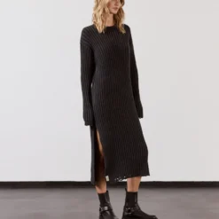 The Dark Faded Knit Longsleeve Dress 12 The Dark Faded Knit Longsleeve Dress -Mikuta Store mikuta dark faded knit longsleeve dress black biker boots model lara 3 scaled