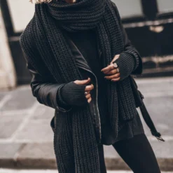 The Dark Faded Knit Scarf -Mikuta Store mikuta dark faded knit scarf gloves 9203 scaled