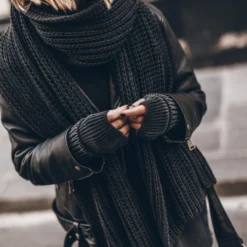 The Dark Faded Knit Scarf -Mikuta Store mikuta dark faded knit scarf gloves 9315 scaled