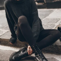 The Black Standard Leggings -Mikuta Store mikuta dark faded knit sweater 9564 scaled