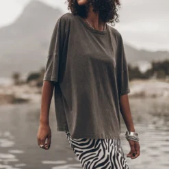 The Dark Faded Long Loose Cotton T-Shirt