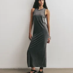 The Dark Faded Long Tank Dress -Mikuta Store mikuta dark faded long tank dress black strappy leather sandals aya f SS25 4355 scaled