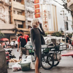 The Dark Faded Longsleeve Dress -Mikuta Store mikuta dark faded longsleeve dress black leather buckle sandals charcoal small canvas bag 2461 scaled
