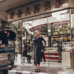 The Dark Faded Longsleeve Dress -Mikuta Store mikuta dark faded longsleeve dress black leather buckle sandals charcoal small canvas bag 2568 scaled