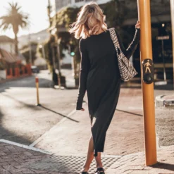 The Dark Faded Longsleeve Dress -Mikuta Store mikuta dark faded longsleeve dress black leather buckle sandals zebra small canvas bag 9142 scaled