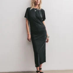 The Dark Long Draped T-Shirt Dress