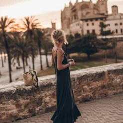 The Dark Long Ruffle Dress