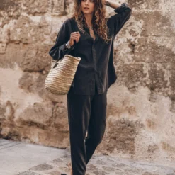 The Dark Chill Pants -Mikuta Store mikuta dark loose lyocell shirt dark chill pants black studded leather sandals model aina 2976 56252351 f1b4 4cc2 b7f2 4e8532bd64ea scaled