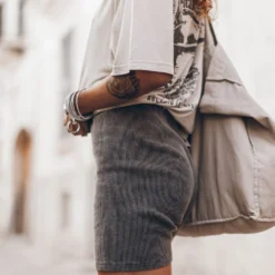 The Dark Ribbed Biker Shorts -Mikuta Store mikuta dark ribbed biker shorts model aina 4422 scaled