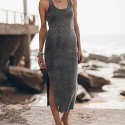 The Dark Ribbed Tank Dress -Mikuta Store mikuta dark ribbed tank dress 4152 scaled