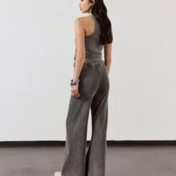 The Dark Ribbed Pants -Mikuta Store mikuta dark ribbed tank top dark ribbed pants model lisa 2 scaled