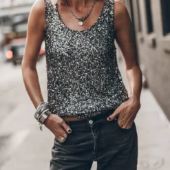The Dark Sequin Base Tank Top