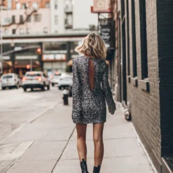 The Dark Sequin Dress -Mikuta Store mikuta dark sequin dress black biker boots 8661 scaled