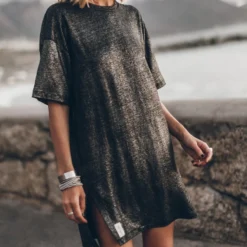 The Dark Sparkly Linen Dress -Mikuta Store mikuta dark sparkly linen dress 1319 scaled