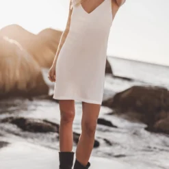 The Ecru Short Lyocell Slip Dress