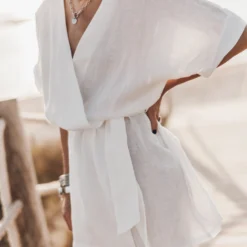 The White Linen Kimono Dress